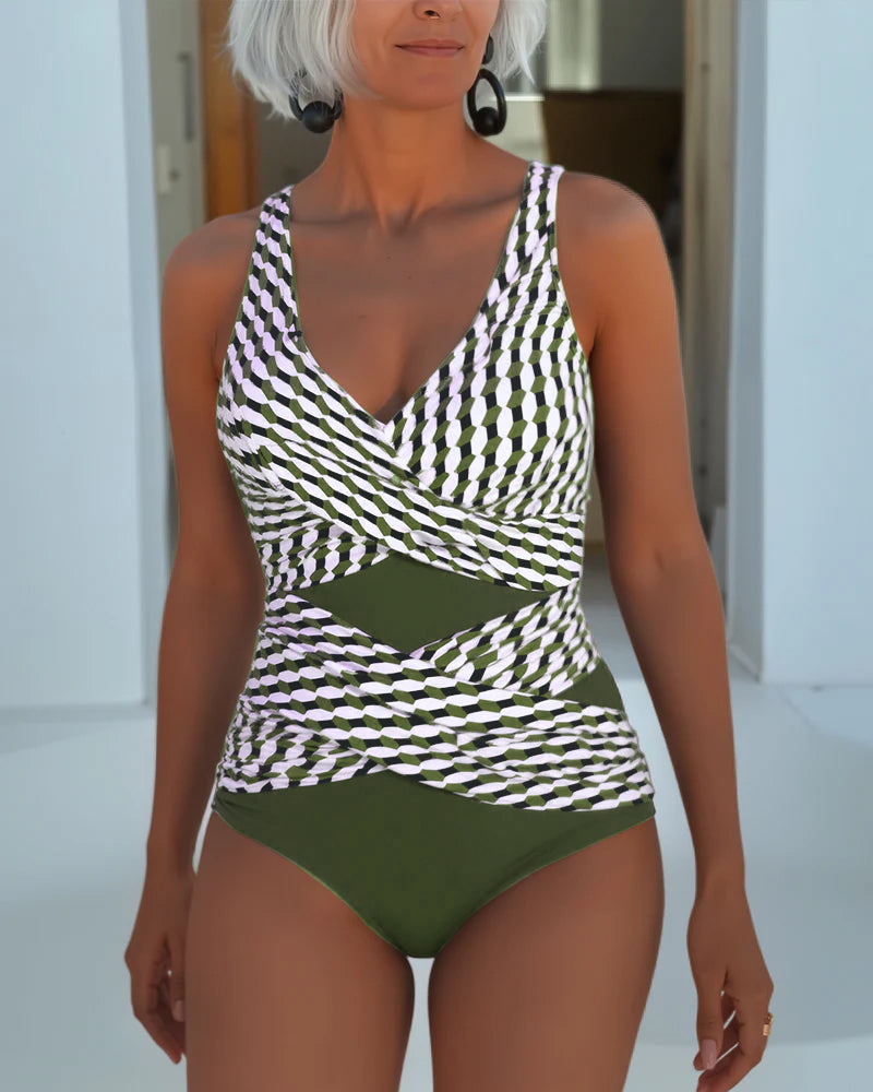 Tiffanie - Geometric Wrap One Piece