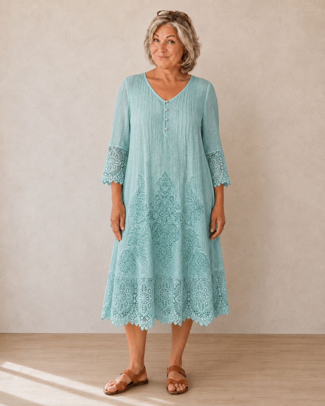 Isabella™ | Belly-flattering Lace Midi Dress