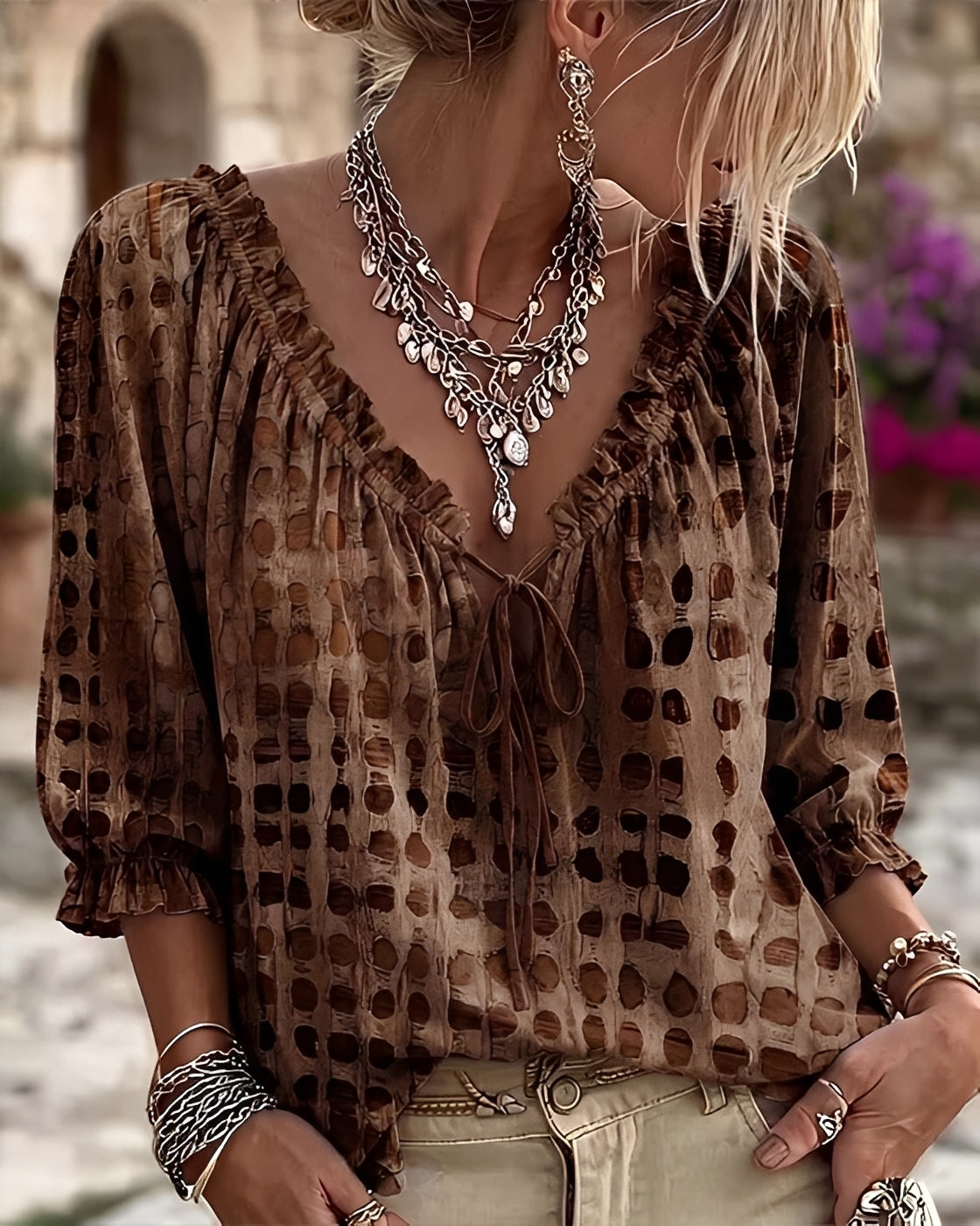 Candice - Fashionable Polka-Dot Blouse