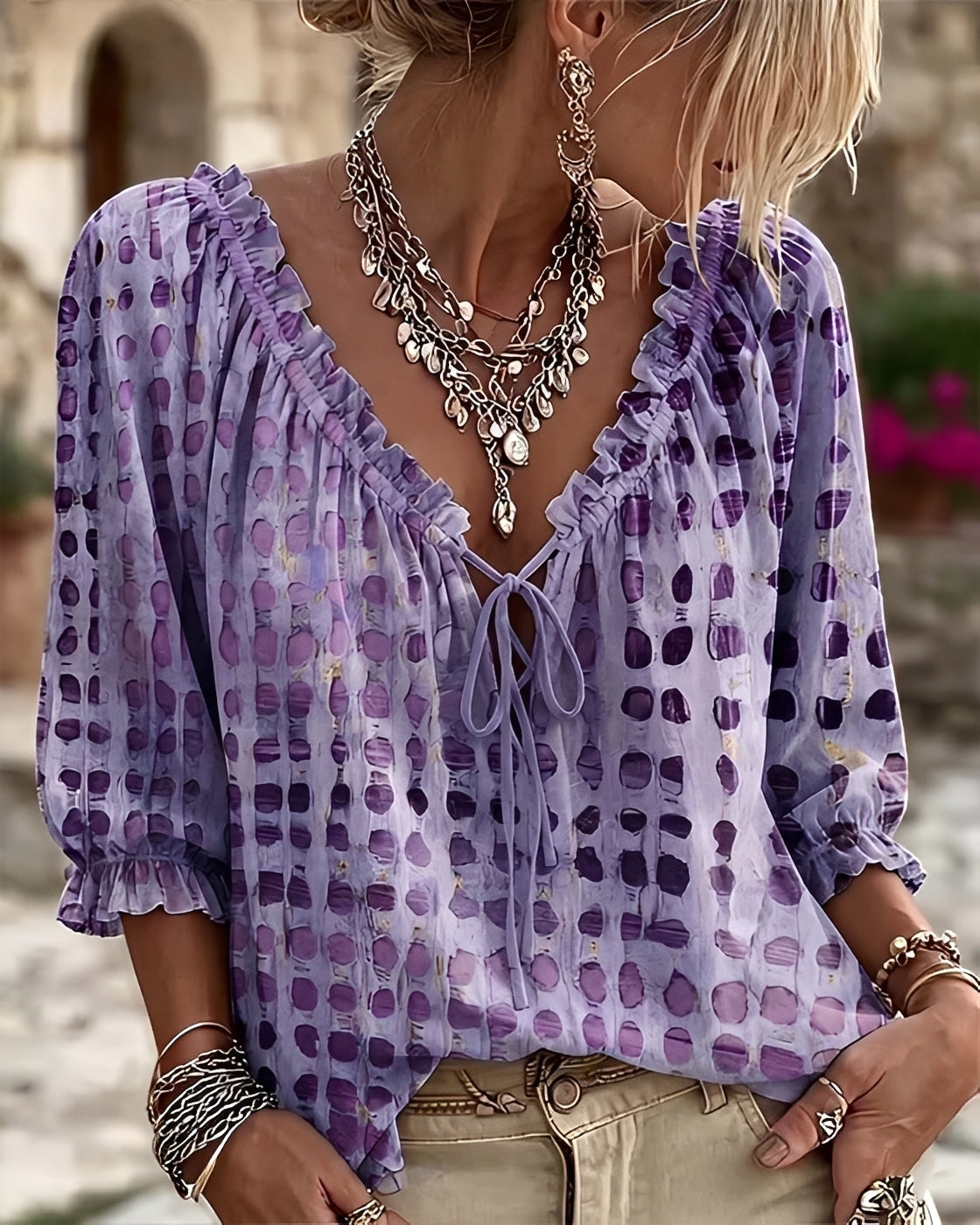 Candice - Fashionable Polka-Dot Blouse